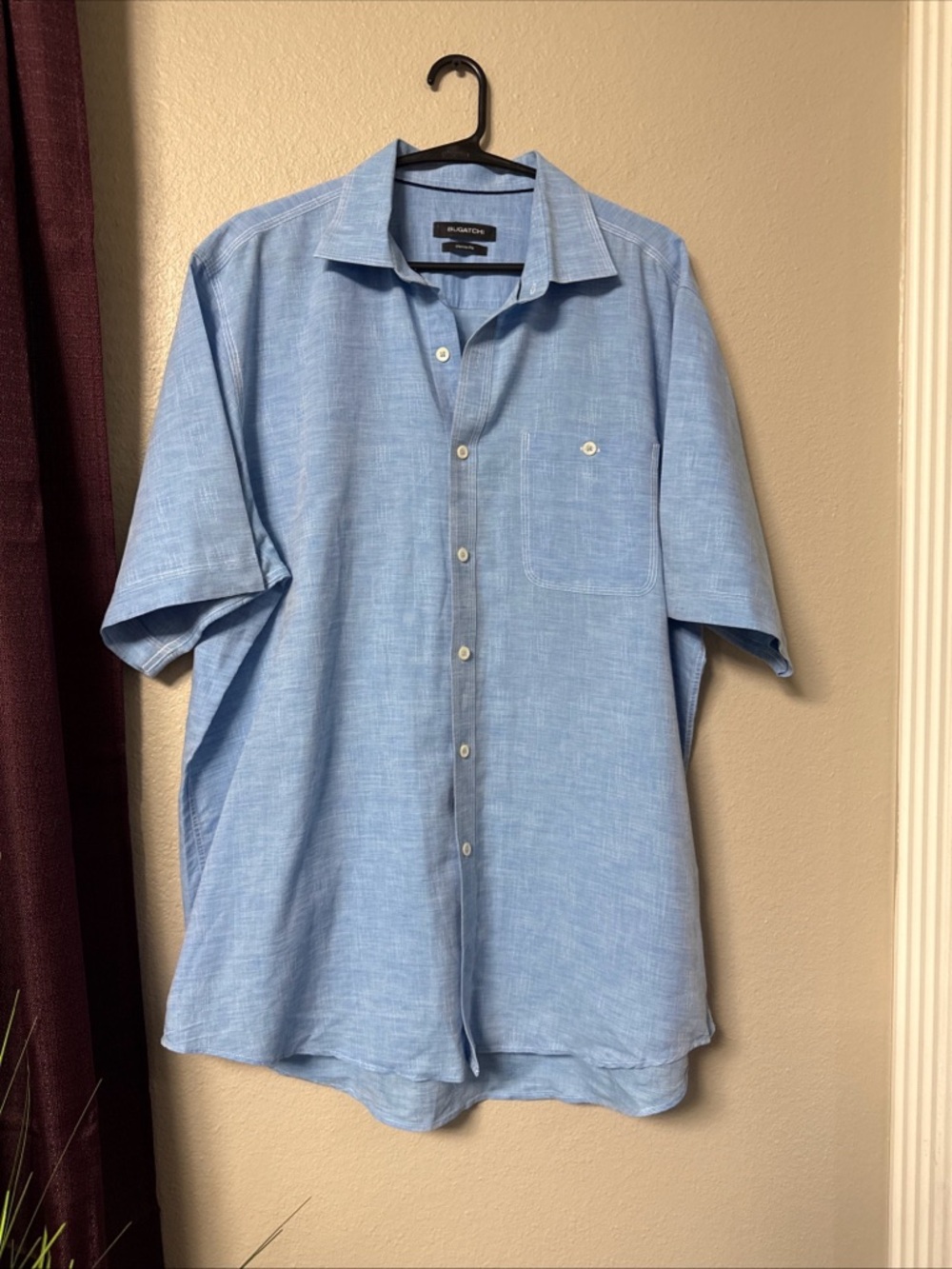 MS1 Bugatchi men’s Classic Fit Short Sleeve Button-Down Shirt Size L/XL